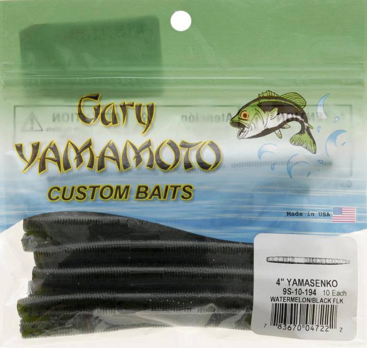 gary yamamoto senko 4" yamasenko 10 pr pk 9s-10-196 pumpkin black green flake