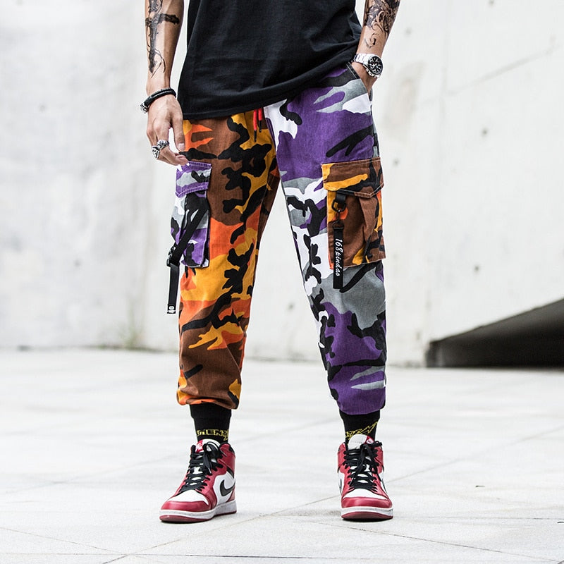 colored camo joggers