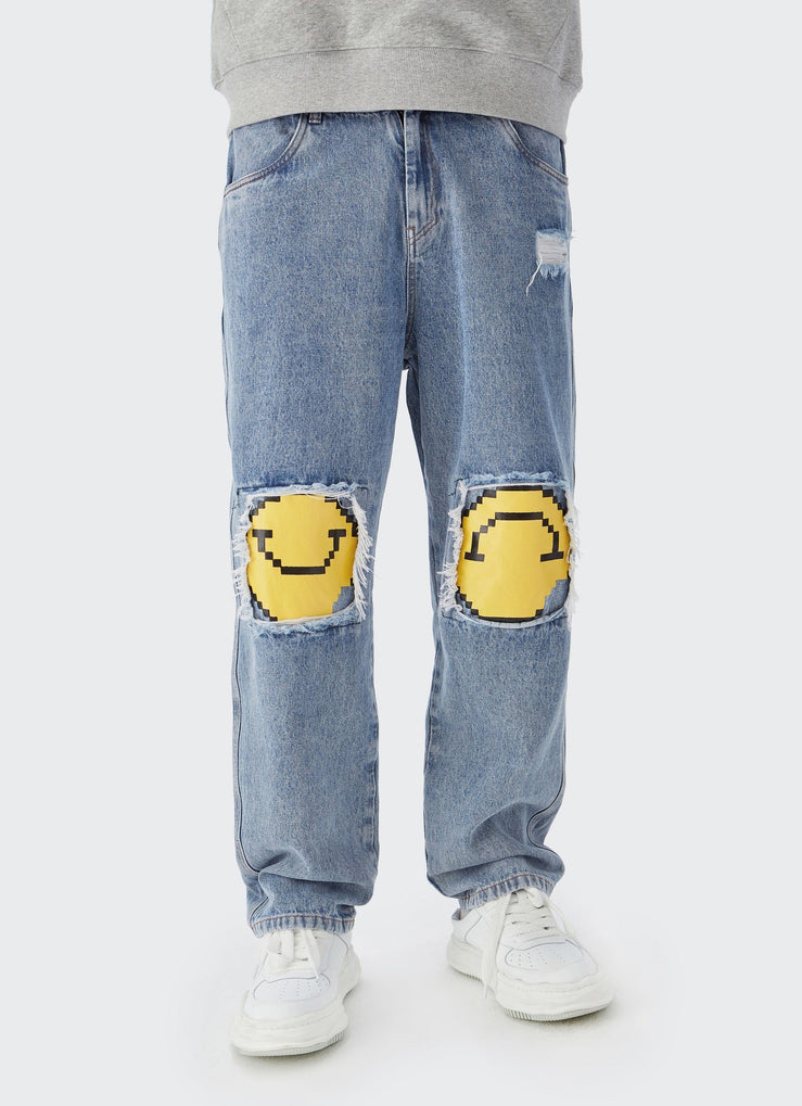 FLEXHOOD smiley face printed jeans ジーンズ-