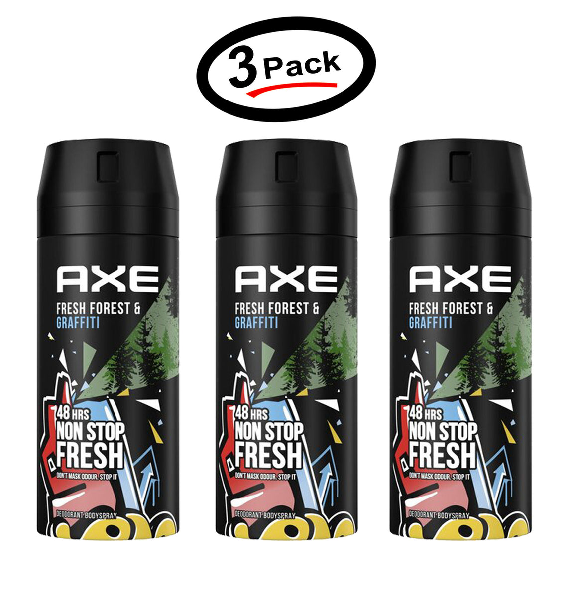 Bijdrage salto middelen 3 Axe Deodorant Body Spray Collision Fresh Forest & Graffiti 150ml