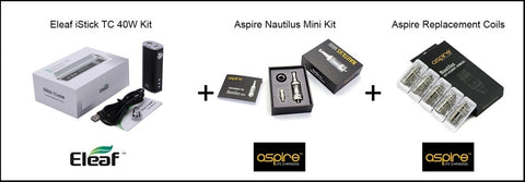 Aspire Nautilus Mini 2ml / Eleaf iStick 40W Premium Vapor Kit, vape kits australia, vape australia, sunshine coast qld