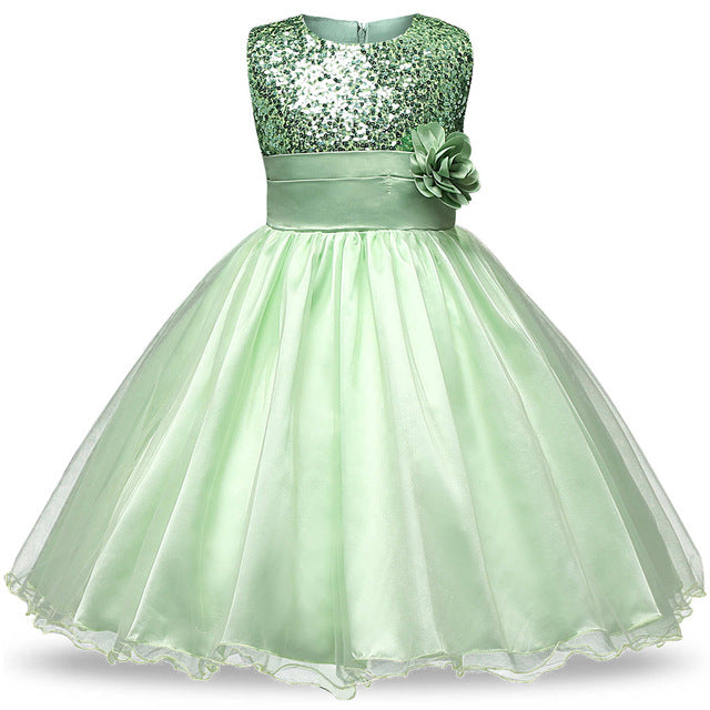 girls green sequin dress
