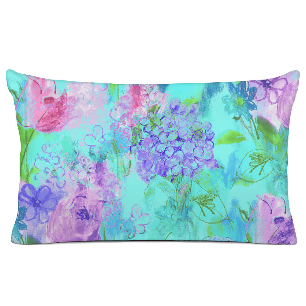 FLORAL PILLOW SHAM - BEDDING - ARABELLA AQUA BLUE - FLORAL DESIGN