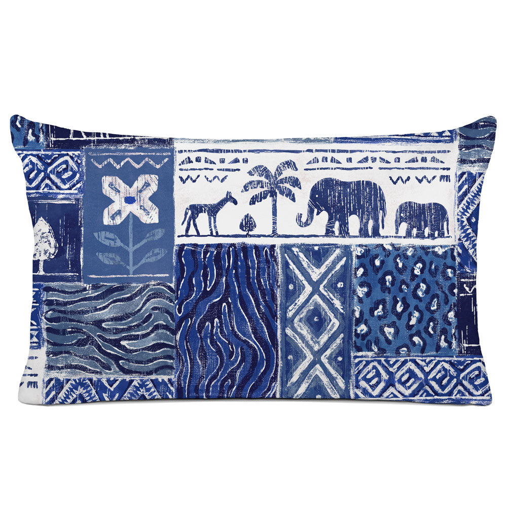 DECORATIVE PILLOW SHAM - BEDDING - SAFARI BLUE WHITE - ANIMAL DESIGN