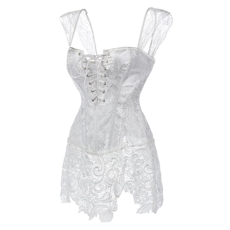 white gothic corset dress