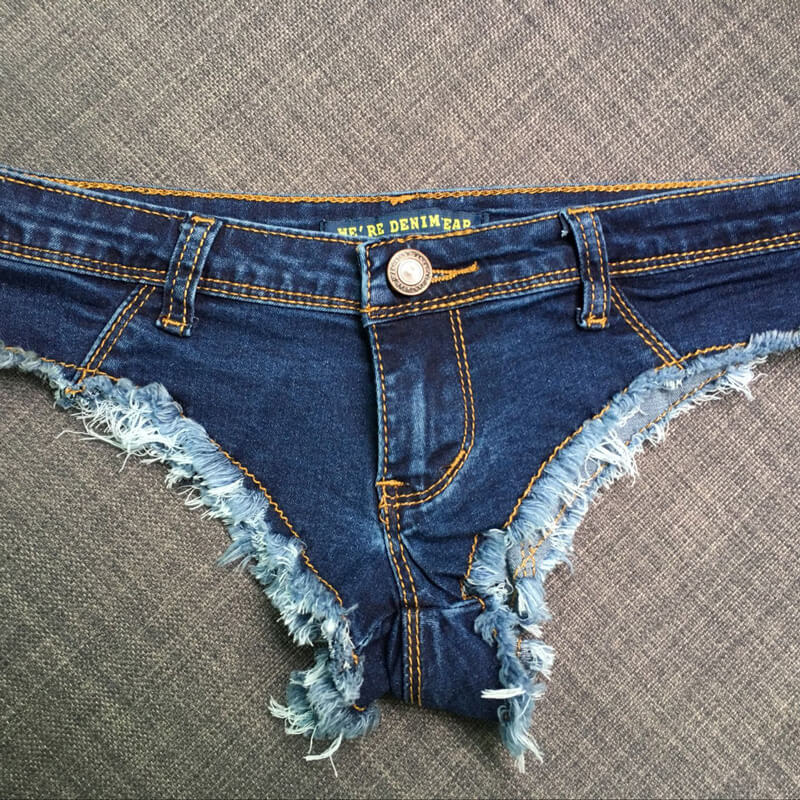 Mini Denim Shorts Cut Off Low Rise Waist Thong Jean Shorts Hihalley 