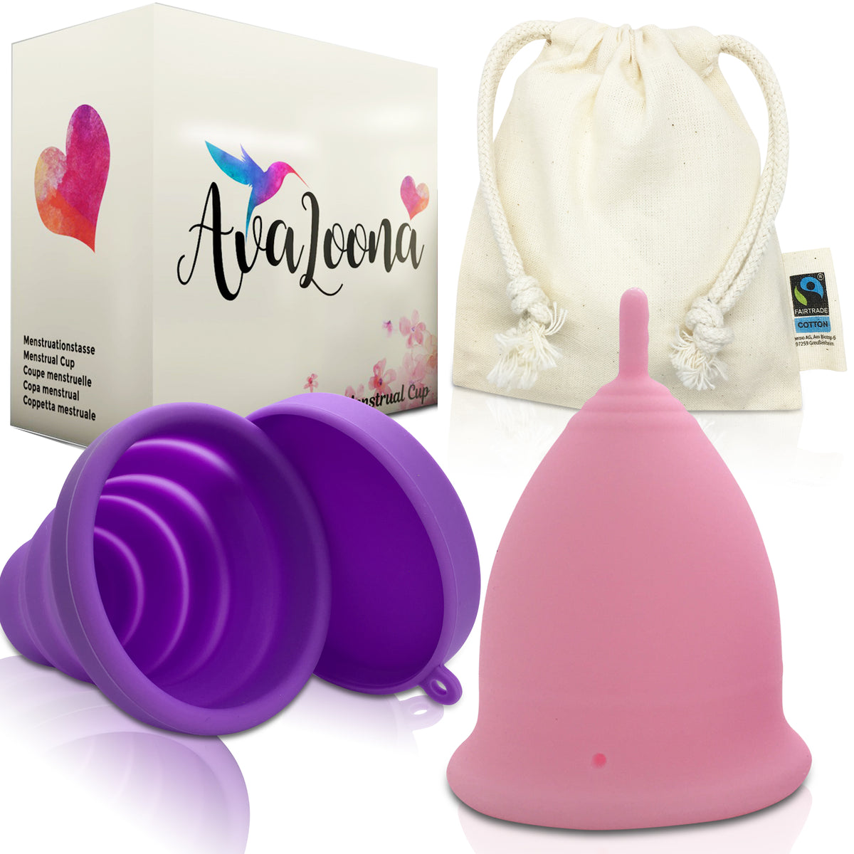 Basisago Menstruationstassen aus Silikon Set mit Mondschalen Stoffbeutel rund Menstruationstasse für Frauen am Ort