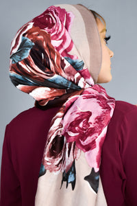 Foil Floral Rose Pink Scarf