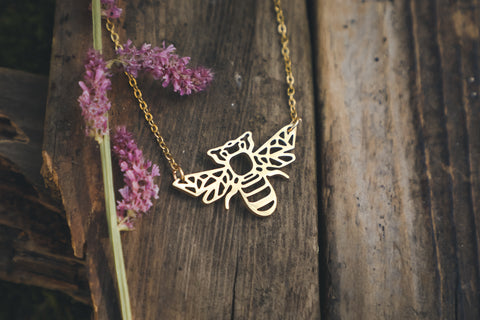  bee necklace, gold bee charm, do bees have a meaning, gift for lonely friend, is a bee a spirit animal