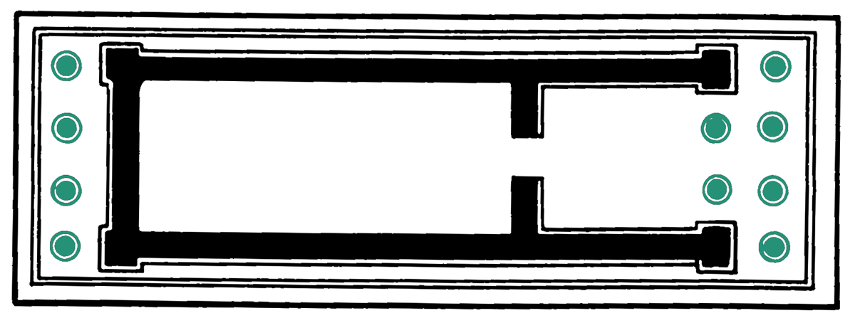 AMPHIPROSTYLE - No more than (4) Columns on only 2 façades.