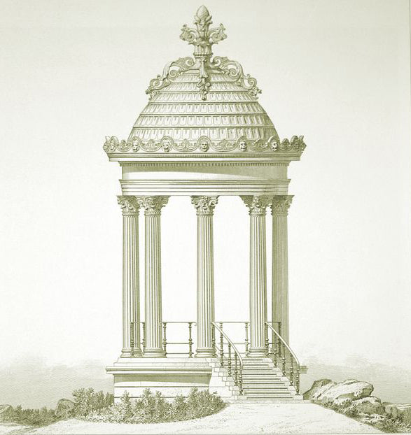 classical sketch of gazebo with columns for brockwell incorporated's illustrated glossary