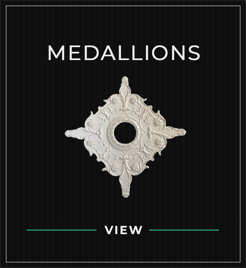 plaster ceiling medallion designs for small, medium and large light fixtures