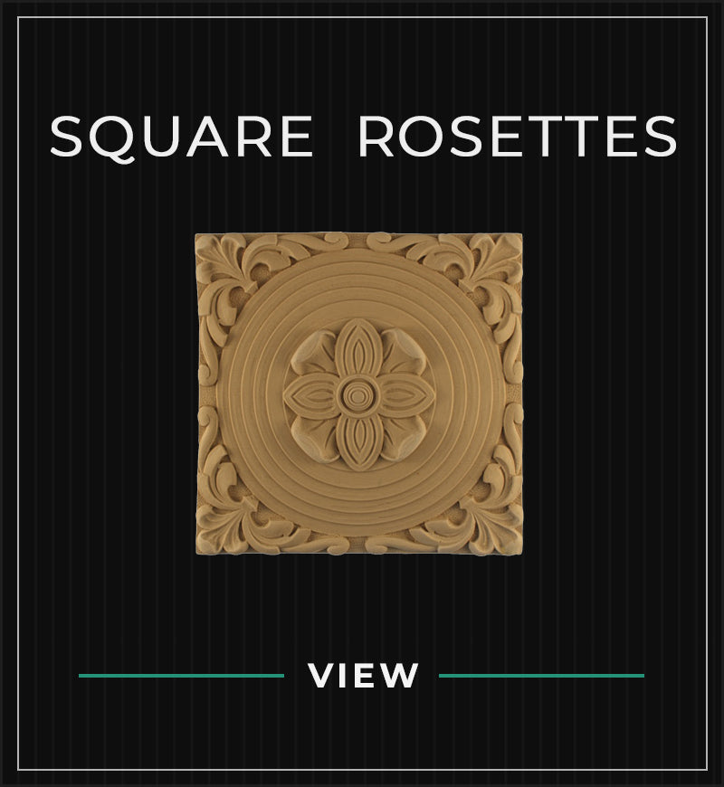 square compo resin stain-grade material rosettes from Brockwell Incorporated
