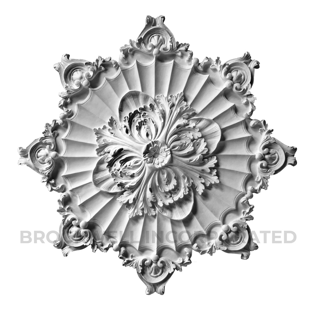 36 Diam X 1 1 2 Relief French Style Medallion W Acanthus Detail Plaster Material