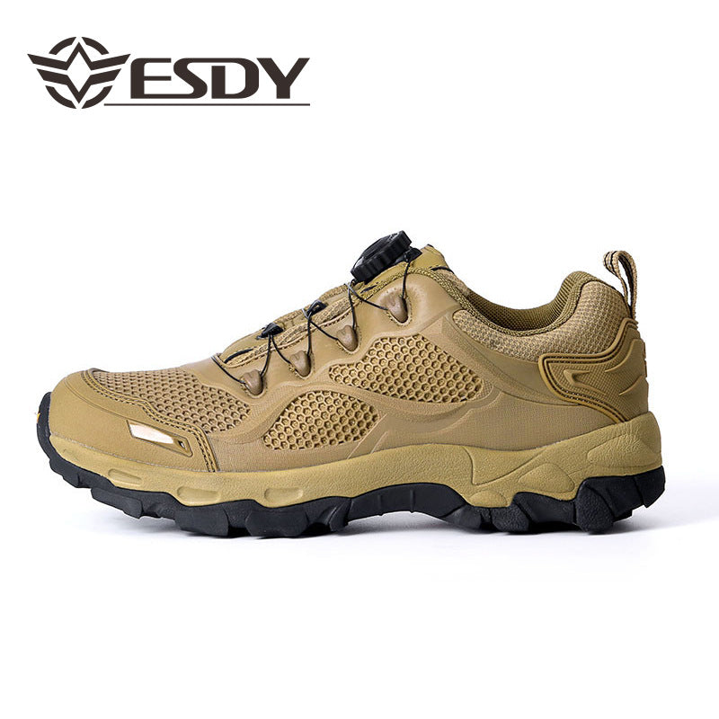 ESDY Men Fast Response Automatic Buckle Outdoor Sport Mid-top Hiking Shoes 