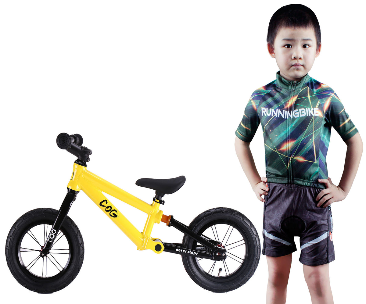 Kids Cycling Jersey Set Cartoon Short Sleeve Bike Shirt Top for Boy Girl Padded Shorts Owl Green Size M