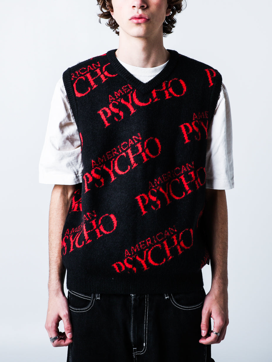 Attent kloon Verklaring American Psycho Repeat Logo Sweater Vest | Official Apparel & Accessories |  Dumbgood™ – DUMBGOOD