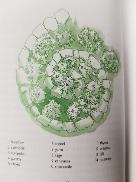 Permaculture gardening techniques, conserve space by using an herb spiral.