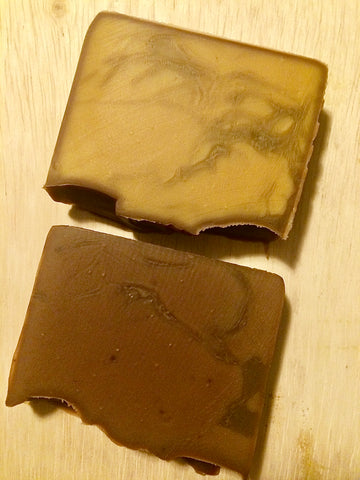 Beer soap. Two cuts side by side.
