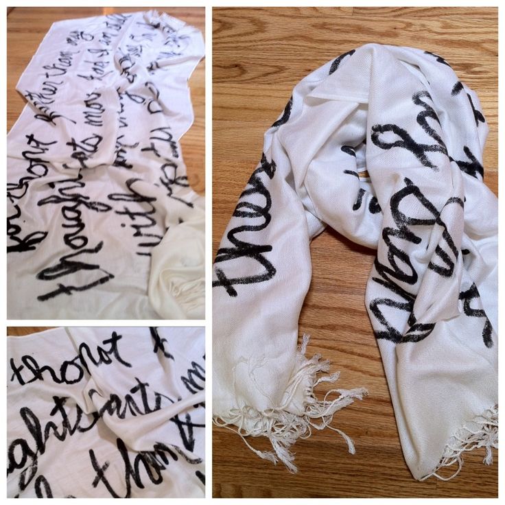 white scarf printed with fabric marker