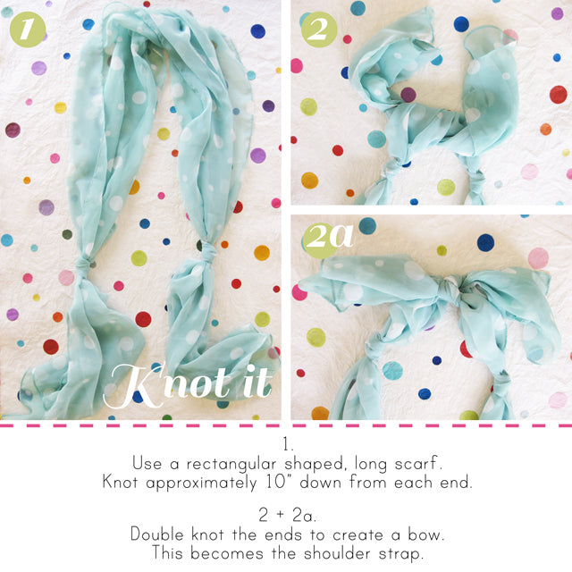 the knots for the DIY mini TOTE YOUR SCARF