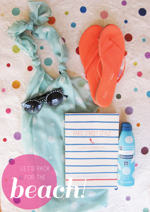 packing beach essentials in the DIY mini TOTE YOUR SCARF
