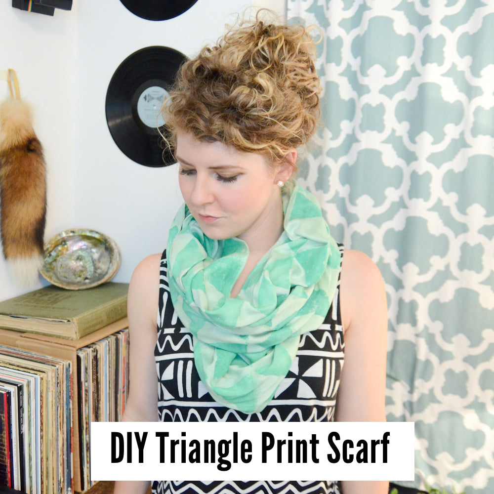 woman wearing a DIY Triangle Print Infinity Scarf