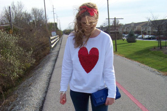 DIY glitter heart sweatshirt