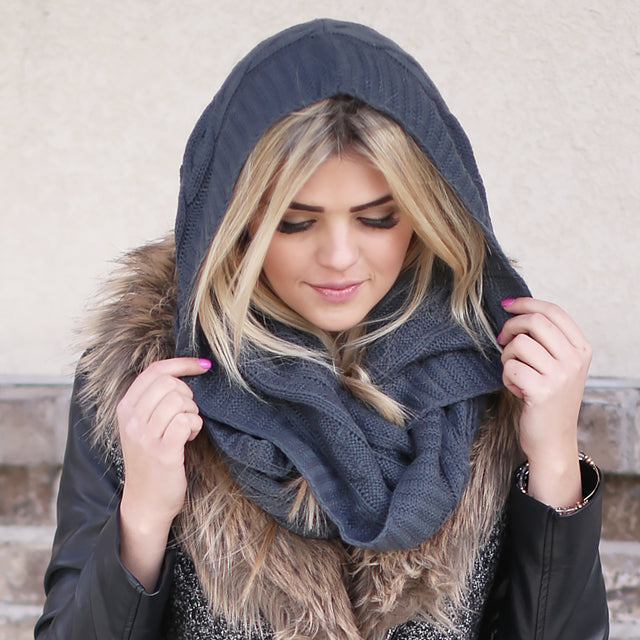 kendall hooded gray scarf