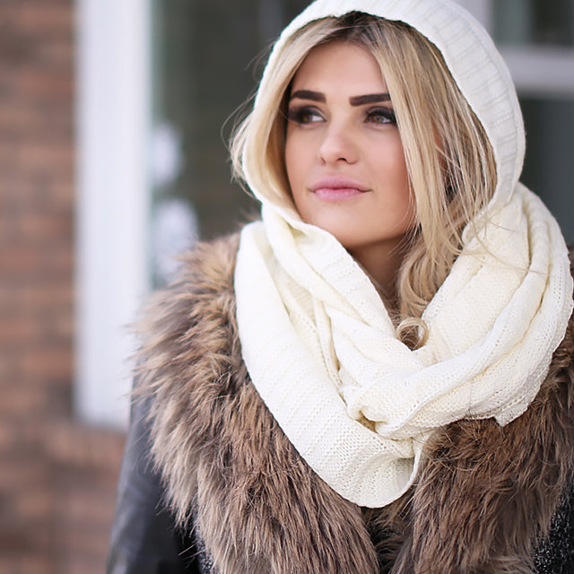 kendall hooded cream scarf