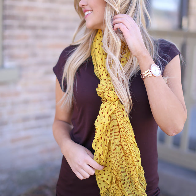 yellow dotted scarf