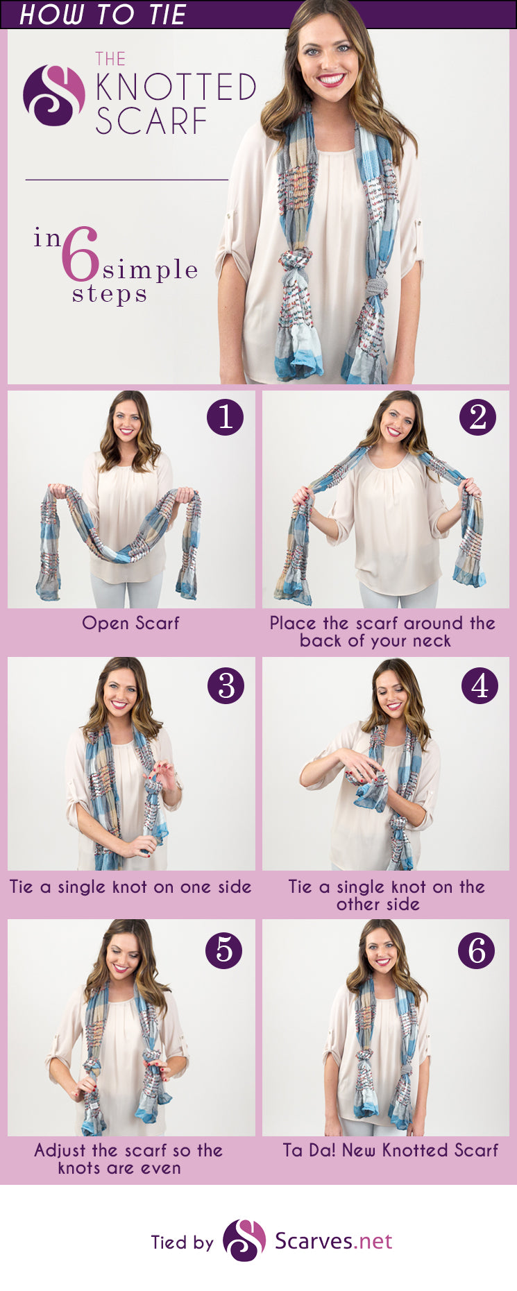 tie a knotted scarf in 6 simple steps