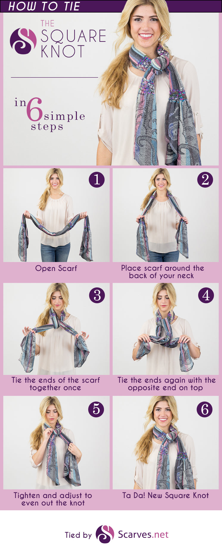 HOW TO tie a square scarf: step-by-step photo guide