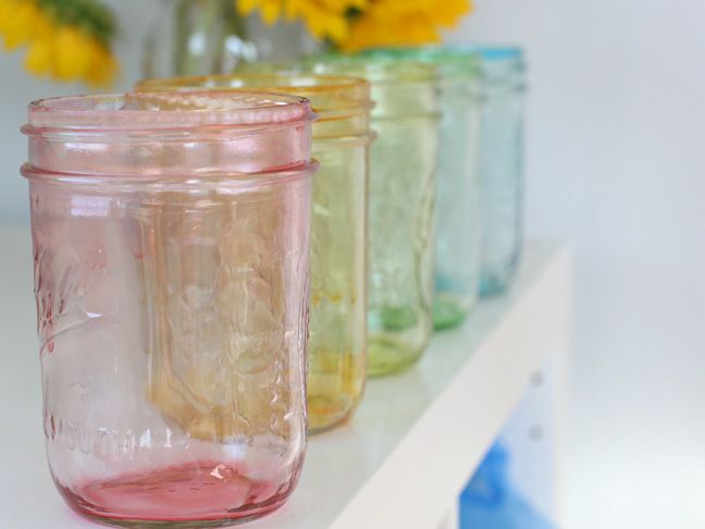 Tinted Mason Jars from Momtastic