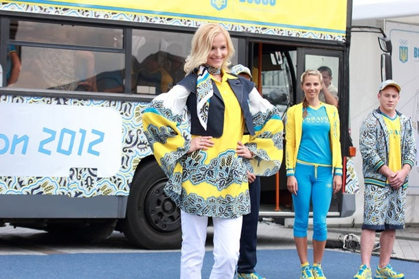 2012 female Olympian from Ukraine wearing a scarf