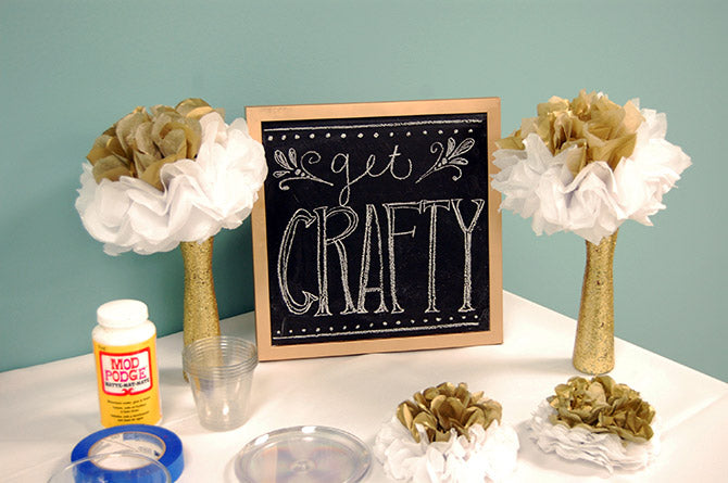DIY chalkboard frame in use on the craft table