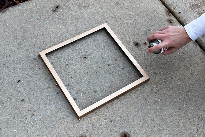 spray painting the chalkboard frame