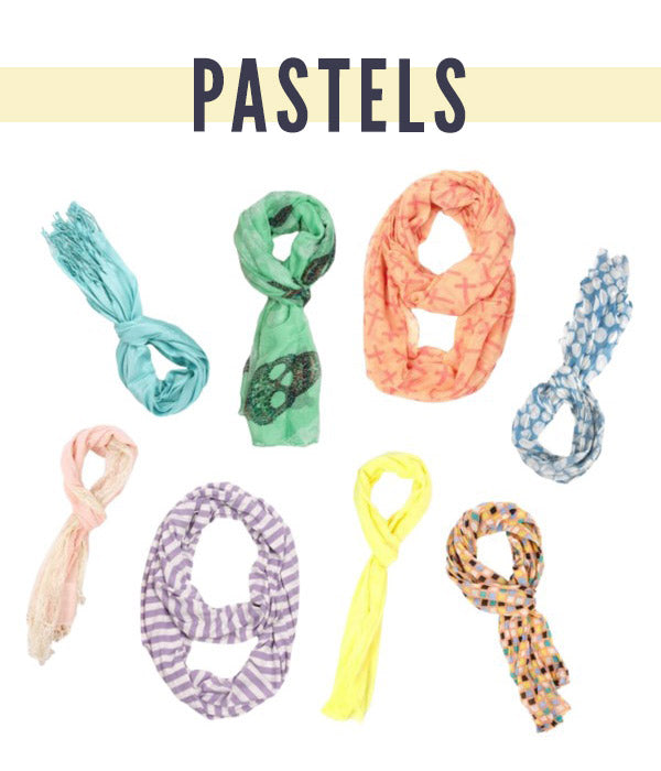scarves in the color of pastels