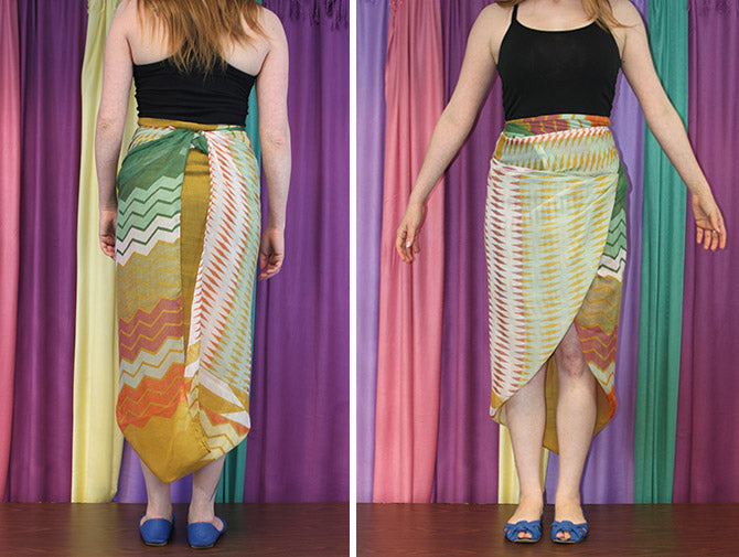 scarf high low skirt tying