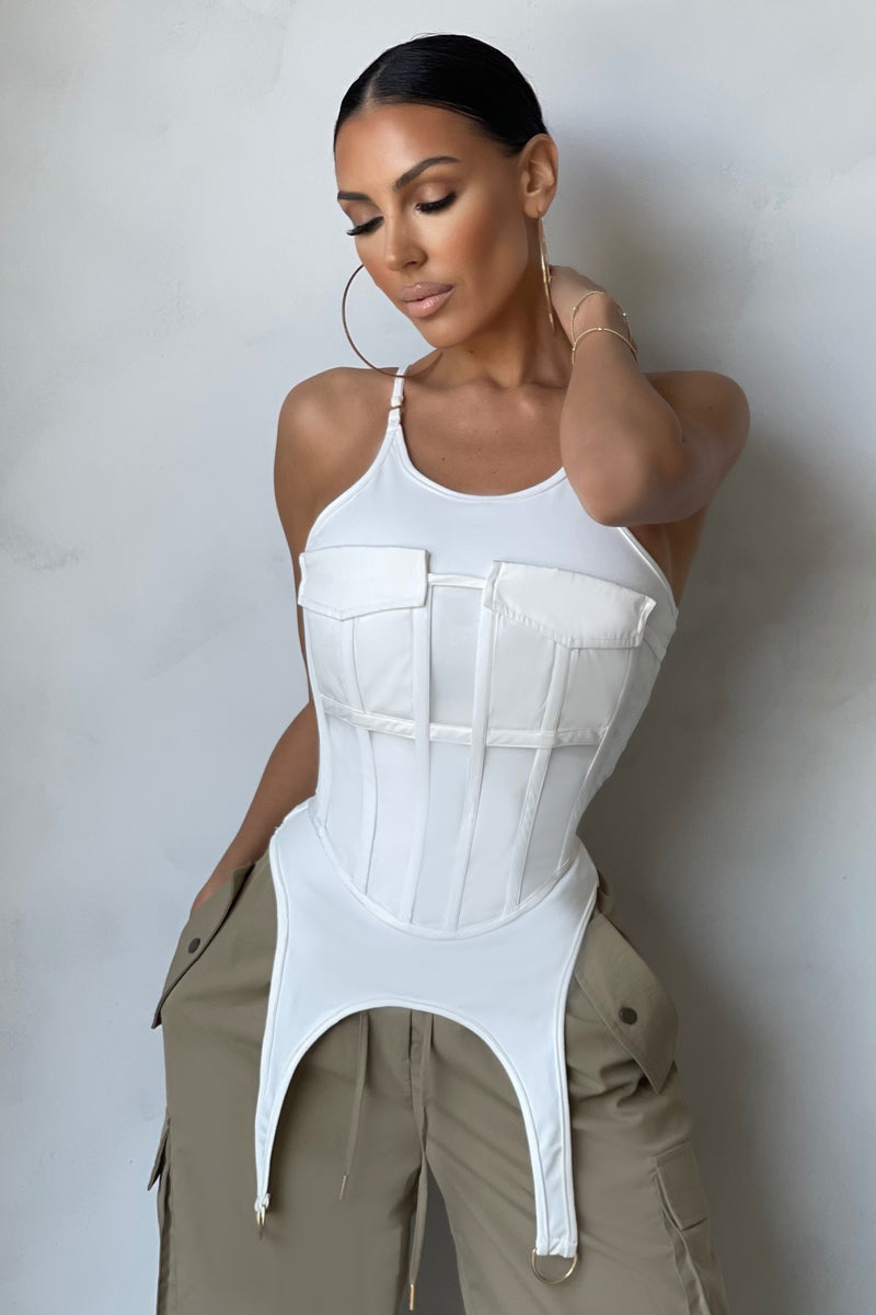 white sheer corset