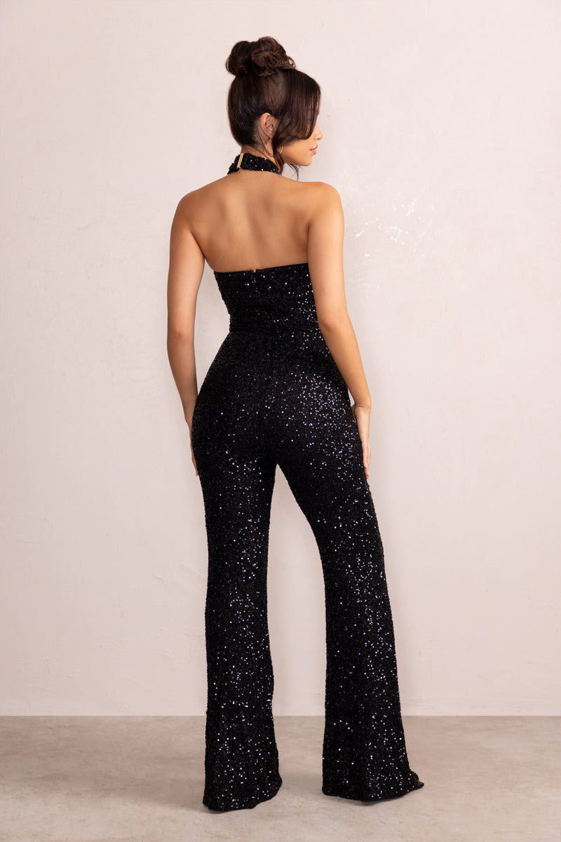 glitter flared jumpsuit