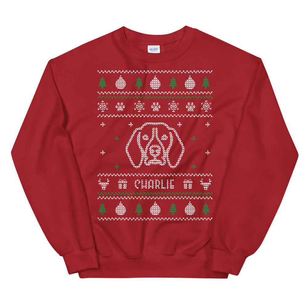 red dog christmas sweater