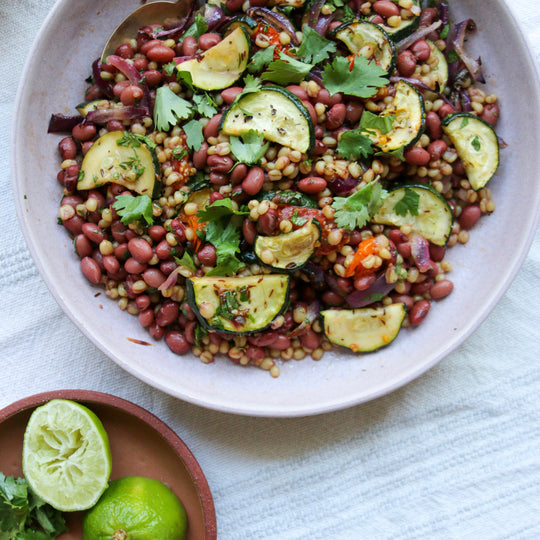 White Sonora Wheat Berry & Red Bean Salad with Cumin Lime Vinaigrette