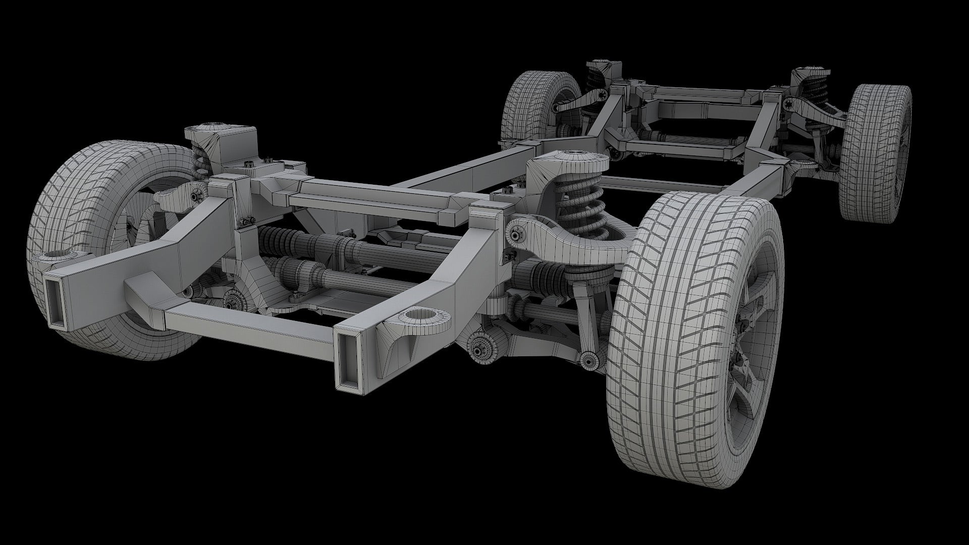 Car Chassis 3D Model Bake Wire 1
