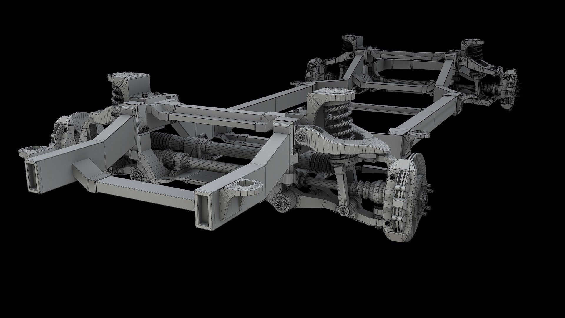 Car Chassis 3D Model Bake Wire 2