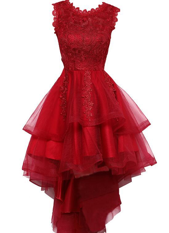 Off Shoulder Tulle And Lace High Low Homecoming Dress 2019
