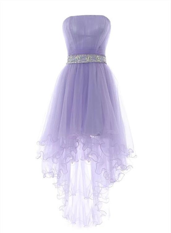 Cute Light Purple Tulle High Low Formal Dress 2019