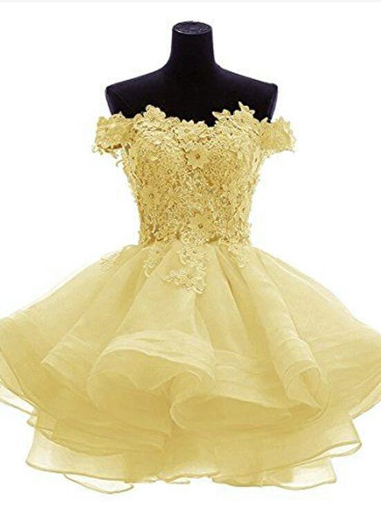 short formal yellow dresses