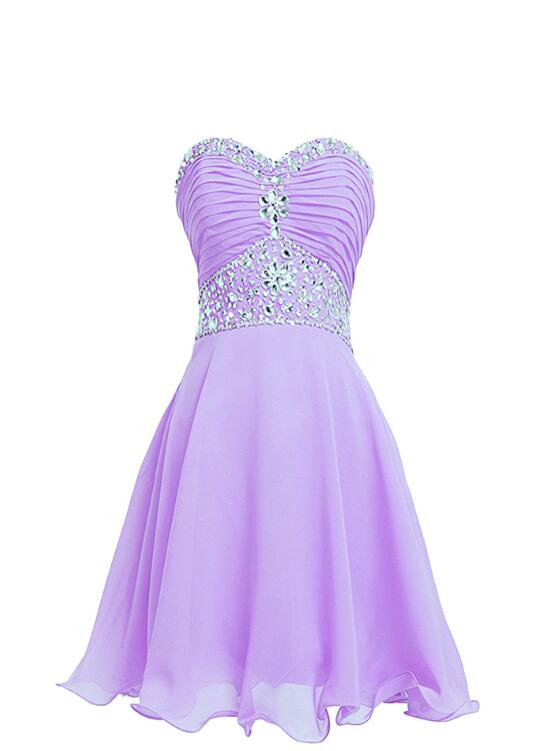 Beautiful Light Purple Beaded Homecoming Dress Short Chiffon Prom Dre Bemybridesmaid 4277
