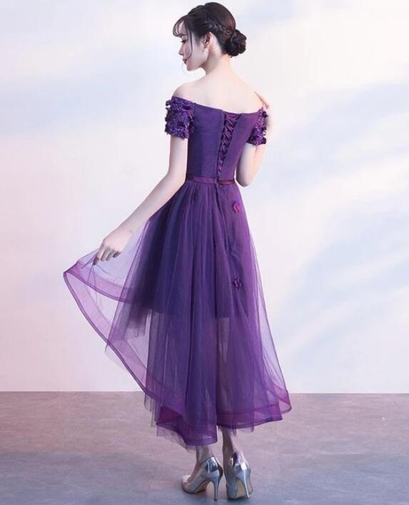 dark purple high low dress